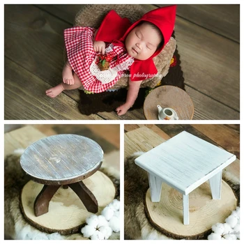 Günstige Neugeborenen Fotografie Requisiten Mini Holz Tisch Baby Foto Tabelle Infant Schießen Zubehör Studio Kreative Requisiten Kleine Holz Schreibtisch