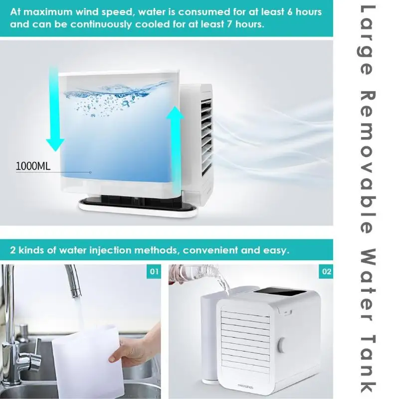 USB Mini Air Conditioner Cooler Humidifier Purifier Desktop Air Cooling Fan