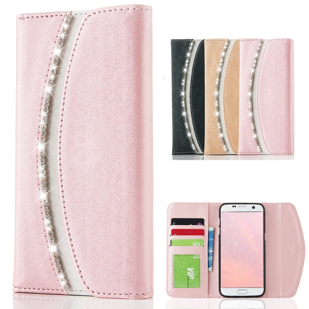 

LLZ.COQUE Bling Folio Premium for Samsung S10e Magnetic Wallet Case for Samsung Galaxy S7 Edge S8 S9 S10 Plus S10e Leather Cover