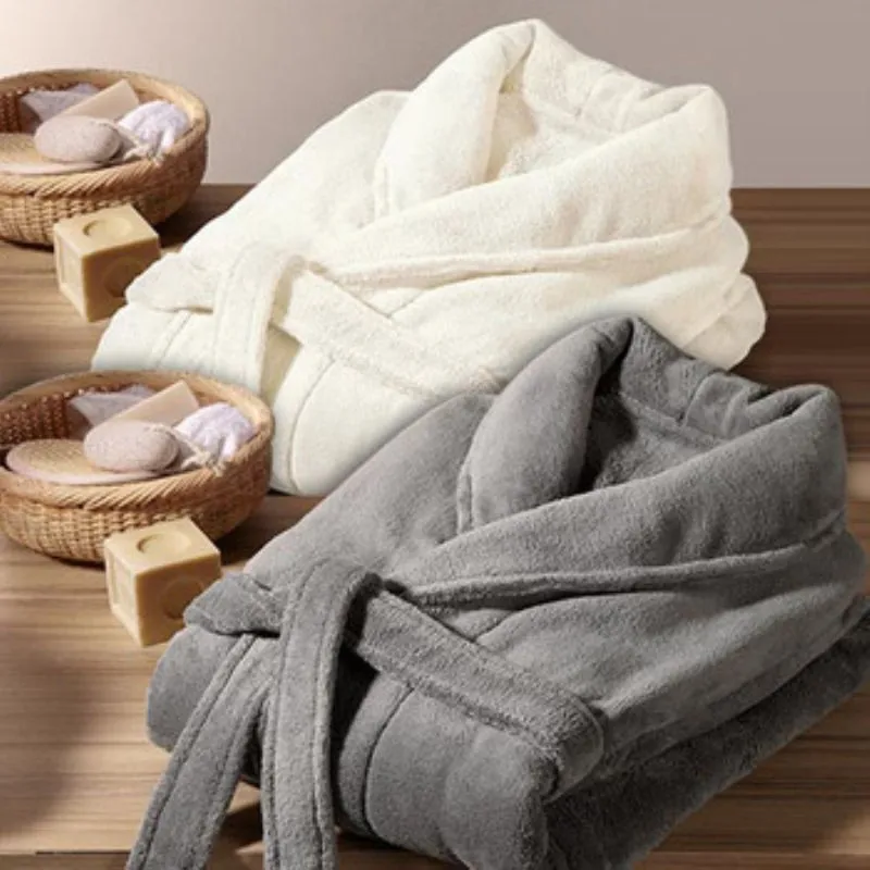 Women Sleepwear Cotton Bathrobe Women Robe Coral Fleece Sleepwear Winter Thicken Kimono Bathrobe Gown Soft Couple Sleepwear Flannel Nightwear Home Clothes