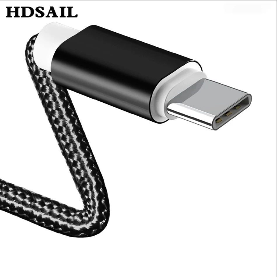 HDSAIL USB C зарядный кабель 2A Быстрая зарядка нейлоновый плетеный type для