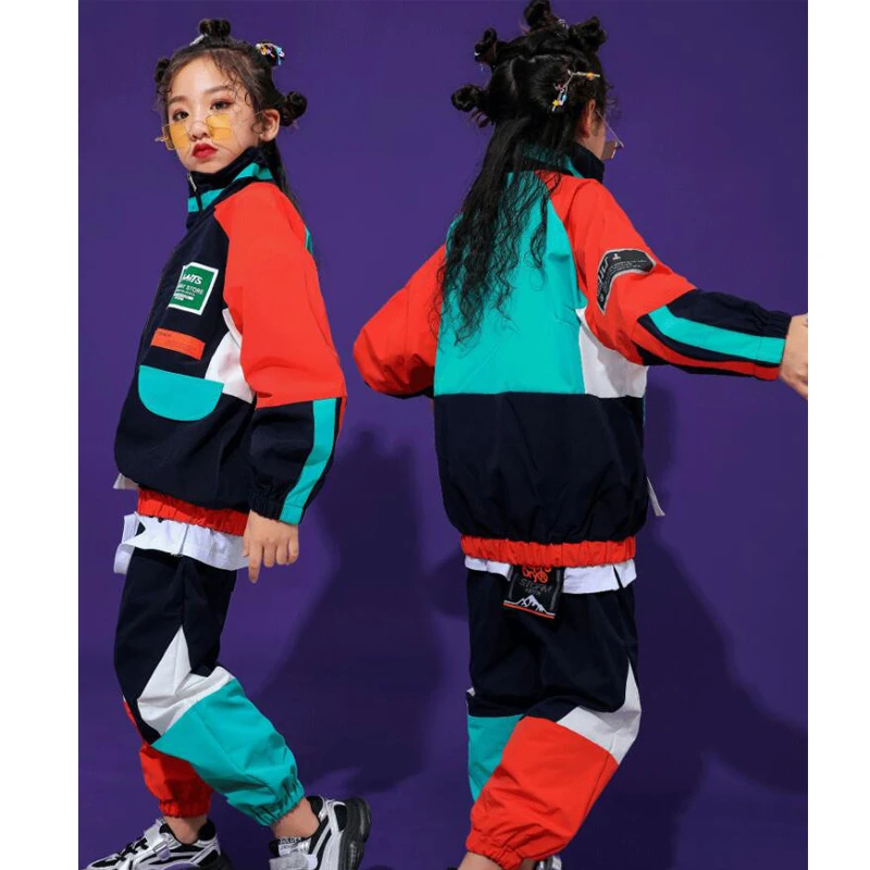 Kid Fashion Hip Hop Clothing Top Pullover Pocket Running Casual Pants for Girls Boys Jazz Dance Costume Clothes,girl dance costume,children costumes