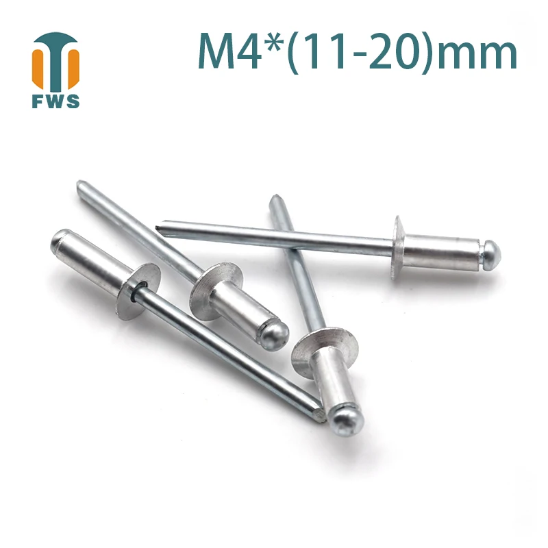 

10PCS M4 Multi Size Aluminium Open End Countersunk Head Break Mandrel Blind Rivet Nail Pop Rivets for Furniture Car Aircraft