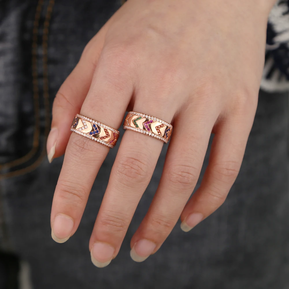 Женские Классические кольца в форме стрелы с v образным вырезом цвета розового