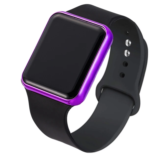 2021 Kids Digital Watch Fashion Children LED Display Silicone Bracelet Women Men Unisex Watches Student Clock Electronic Reloj Black Purple