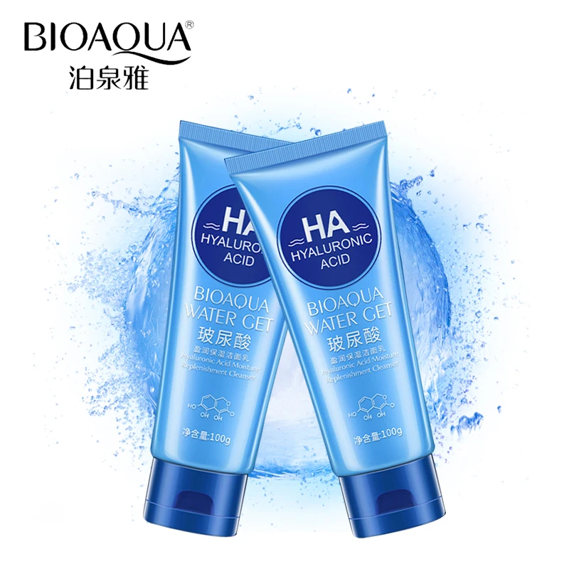 BIOAQUA Brand Hyaluronic Acid Facial Pore Cleanser Moisturizing Deep Cleaning Washing Whitening Hydrating Tender Face Skin Care