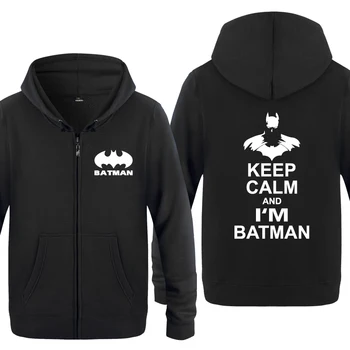 

Keep Calm and I Am Batman - Batman Movie Novelty Sweatshirts Men 2018 Mens Zipper Hooded Fleece Hoodies Cardigans