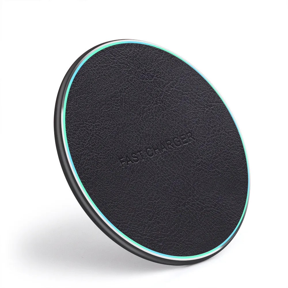 Leather DCAE 10 Вт QI Беспроводное зарядное устройство для iPhone X XS Max XR 8 Plus Airpods 2 кожа быстрая зарядка Pad для samsung S8 S9 S10 Note 10 9 8 - Цвет: Leather