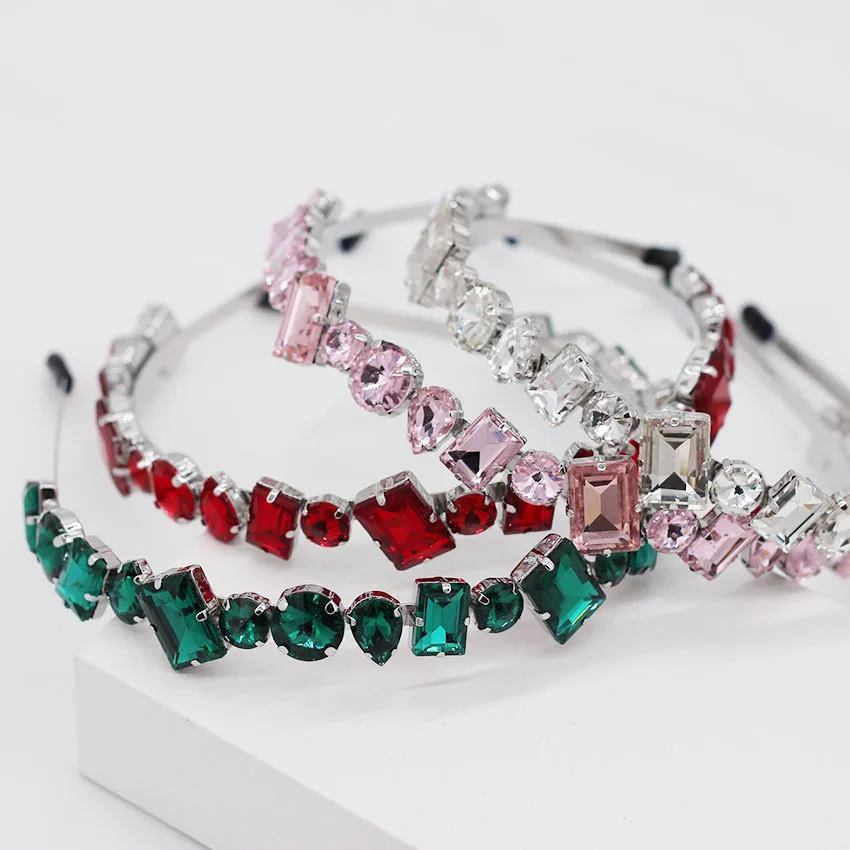 Charm Tiara Crystal Crown Water Drop Geometric Gem Headband Hair band Wedding Accessories Ornaments For Women Jewelry | Украшения и