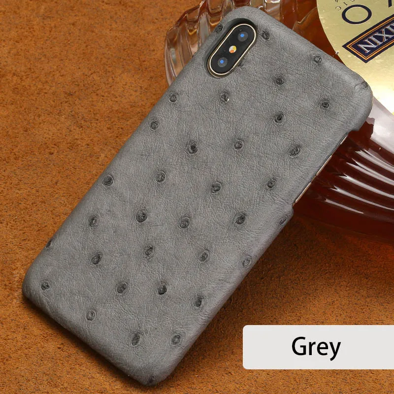 Роскошный чехол для телефона apple из натуральной кожи страуса для iPhone 11 11 Pro Max X XS Max XR 8 6 6s 7 Plus 8 plus 5S se 5 - Цвет: grey