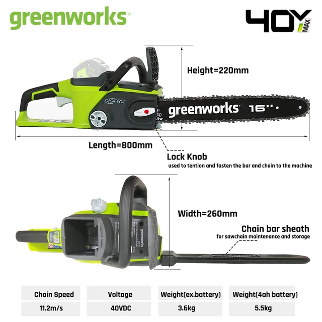 GreenWorks 체인톱: 강력한 성능과 편안한 작업을 위한 혁신