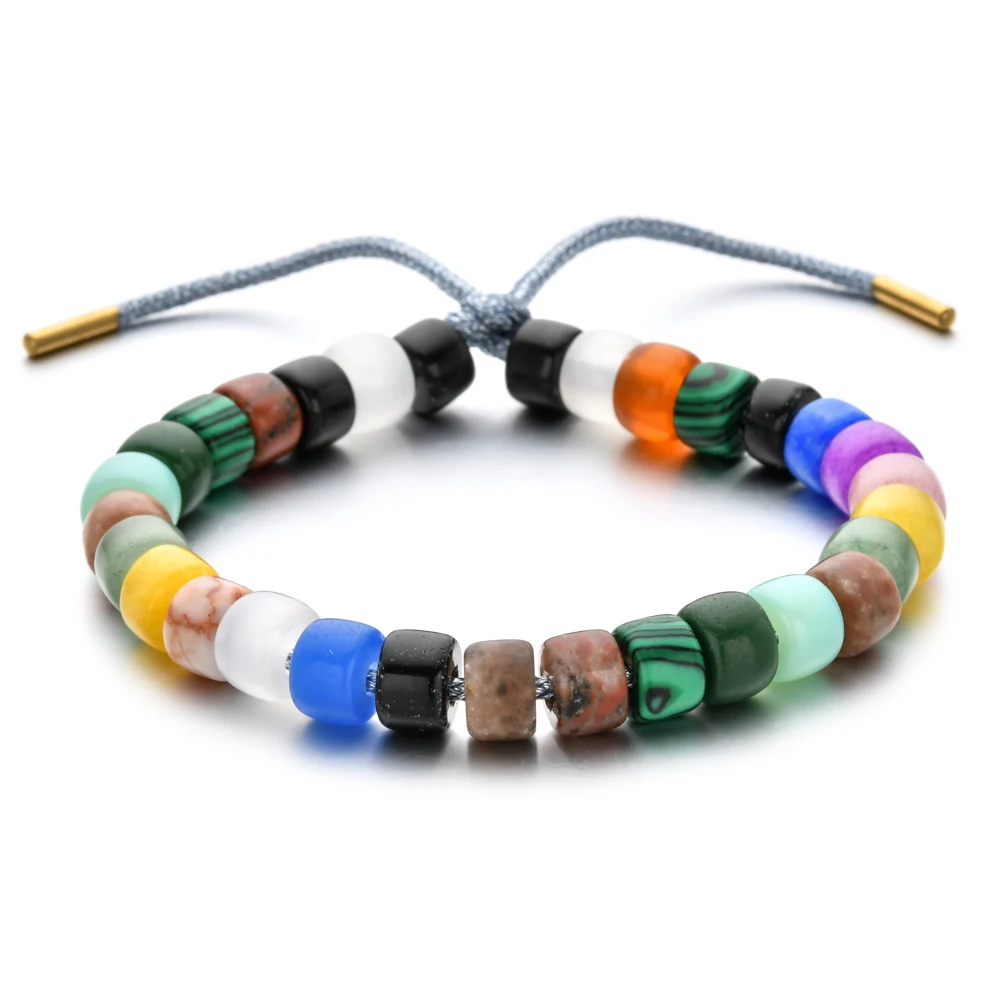 ZMZY Natural Stone Beaded Bracelets For Men Women Adjustable
