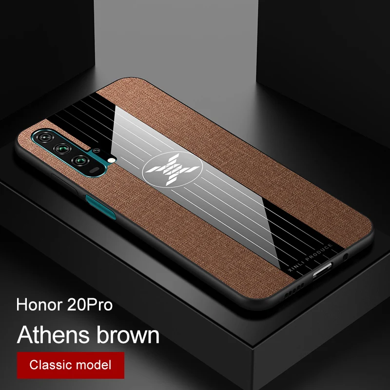 Чехол для huawei honor 20 Pro, роскошная жесткая ткань с кольцом, магнитный штатив, тонкая защитная задняя крышка для huawei honor 20 20pro honor 20 - Color: only brown case