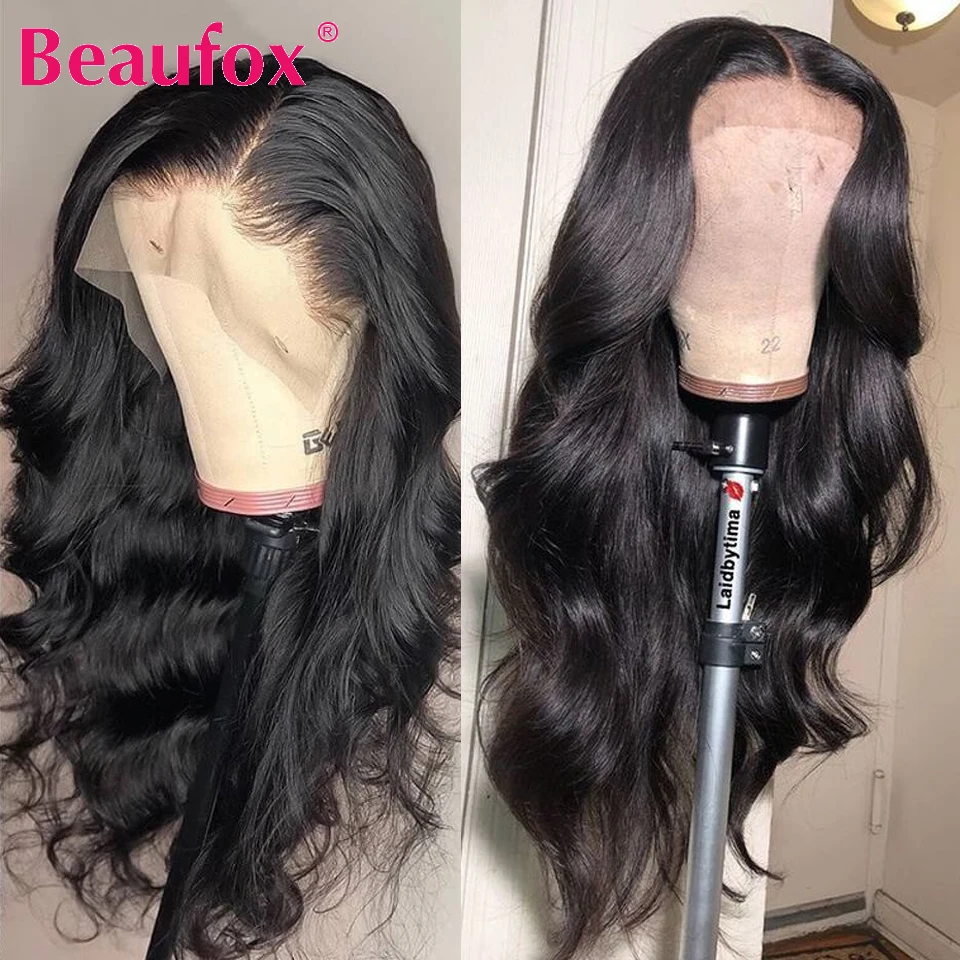 Beaufox 13*4 Body Wave Lace Front Human Hair Wigs Brazilian Lace Front Wigs Pre Plucked Free Part Remy