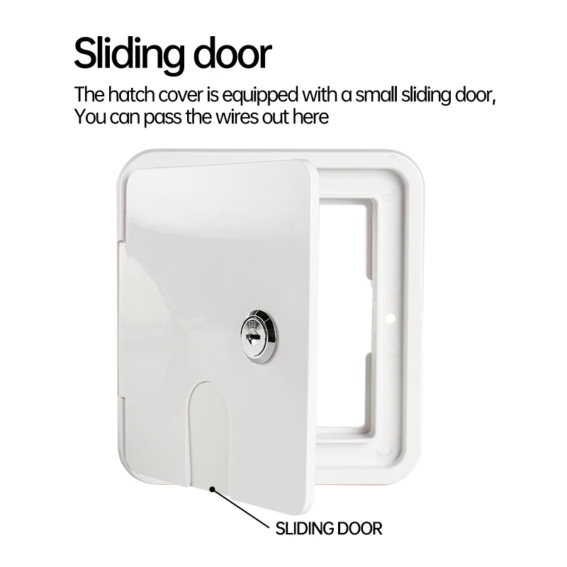 Marine Square Cable Hatch White Safety Square Electric Cable Hatch & Key Slide Window For Boat Yacht RV Motorhome Camper