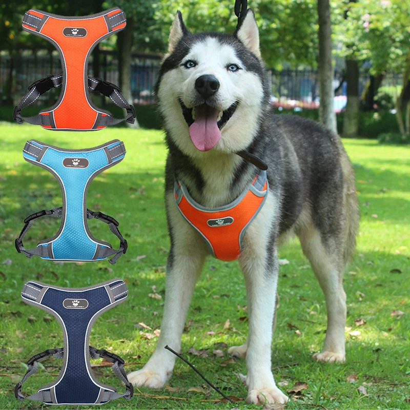 Perro chalecos con arnés para mascotas chaleco pequeño mediano grande mascotas sin tirones ajustable reflectante transpirable luz Estilo Chaleco pecho correas