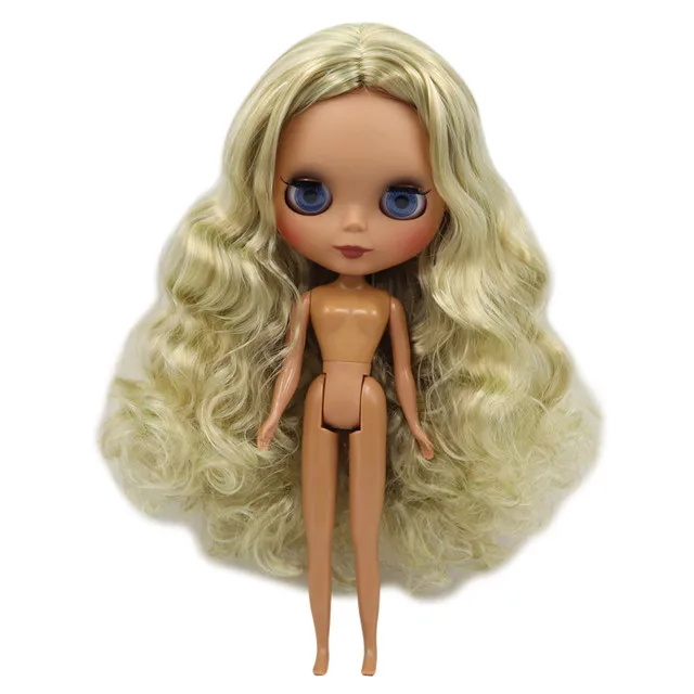 ICY 1/6 Blyth Кукла № 9400/400 зеленый смешанные волосы с белой/темной кожей обнаженной куклы, индивидуальные матовое лицо сустава/нормальное тело - Цвет: dark skin