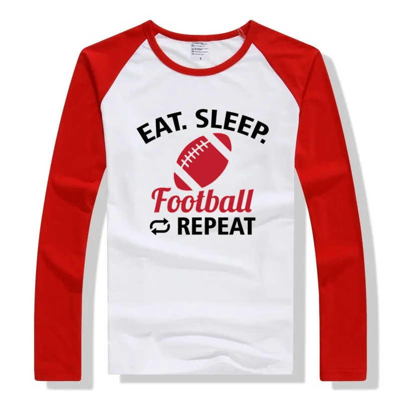LYTLM футболка для мальчиков с надписью «Eat Sleep Game» детские зимние рубашки для малышей, топы для маленьких мальчиков и девочек, осенняя одежда для маленьких мальчиков - Цвет: CX Raglan Red