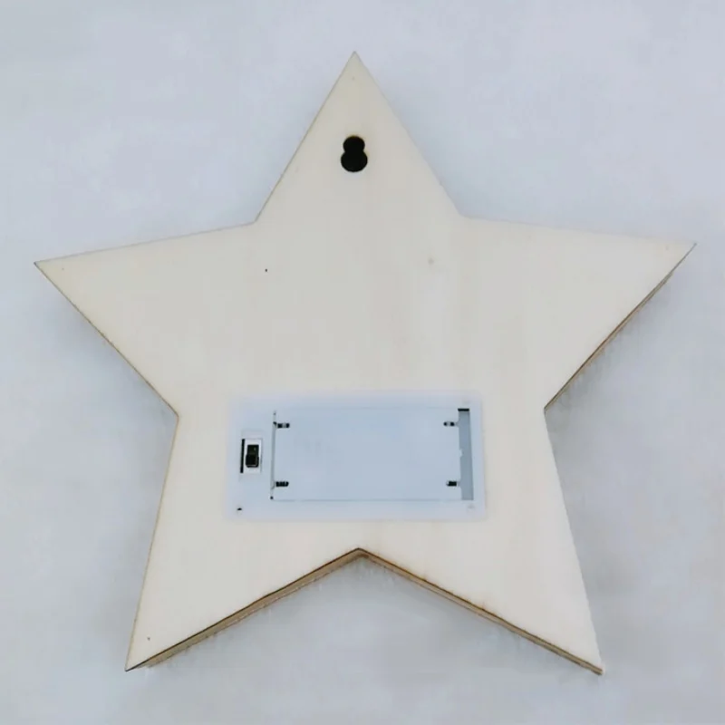 Cute Wooden Hollow Star Shape Christmas Light Box Desktop Ornament Lamp Luminous Xmas Tree Hanging Pendant Christmas Decor