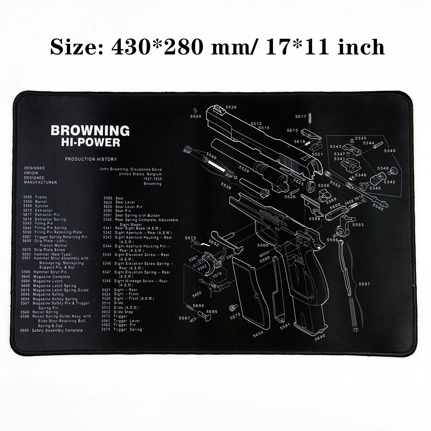Водостойкий пистолет резиновый коврик для чистки Glock 1911 Beretta HK USP SIG P226 AR15 AK47 Remington с армирующими частями список коврик для верстака - Цвет: Browing Hi Power
