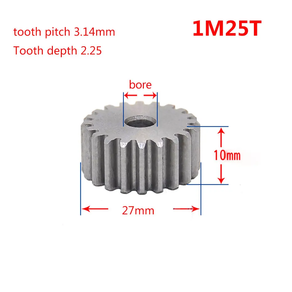1 Модуль 25 зубьев Spur gear 45# стальной мотор-редуктор без закалки