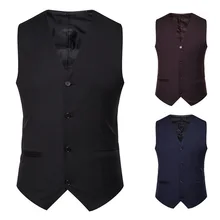 Ouma мужской костюм жилет деловой джентльмен приталенный сплошной цвет однобортный жилет мужской жилет без рукавов