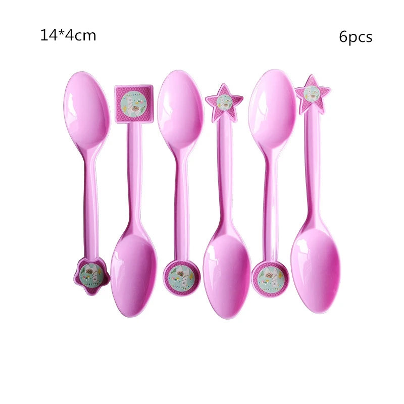 Spoons 6pcs 6Pcs Alpaca Unicorn Funny Cartoon Blowout Whistles Child Birthday Party Wedding Blowing Dragon Favor Toys Baby Shower Supplies - Цвет: Spoons 6pcs