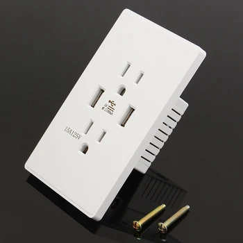 

2017 New Professional Dual USB Power Wall Charger Dock Socket Electric Power Outlet Panel Plate White US Plug Type