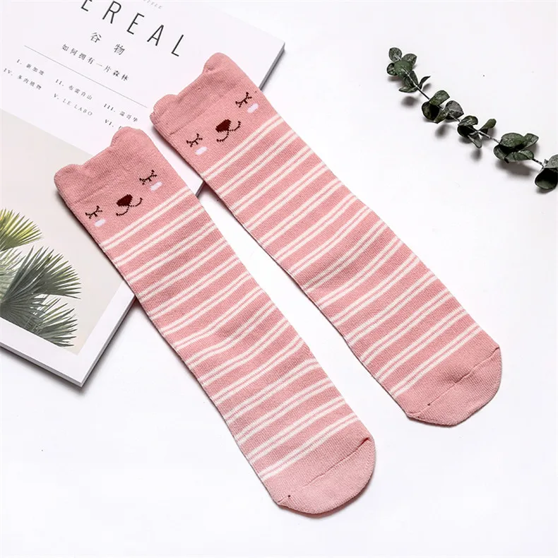 Pink Stripe Детские гольфы для новорожденных Нескользящие хлопковые носки для мальчиков и девочек, детские носки для маленьких девочек Носки Детские носки гетры Носки - Цвет: Pink Stripe