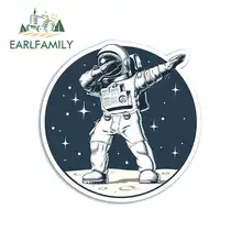 EARLFAMILY 13cm x 12.8cm for Dabbing Astronaut Funny Car Stickers Vinyl Sunscreen RV VAN Fine Decal JDM Car Accessories Cartoon