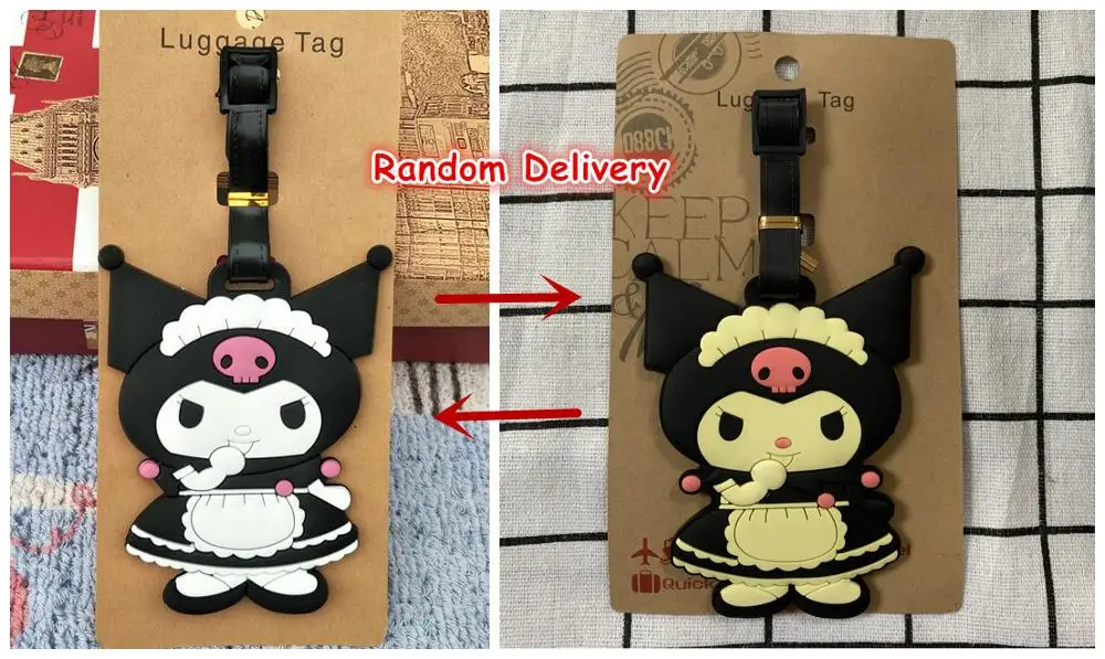 see chart Kuromi аниме Багажная Бирка ПВХ Подвески портативный дорожный ярлык чемодан ID адрес держатель багажа ярлыки новые подарки унисекс - Цвет: see chart