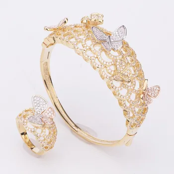 

Zircons New Fashion Rose Gold Color Baguette Cubic Zirconia Cuff Bracelet Bangle And Ring Sets Best Friend Jewelry Gift T170