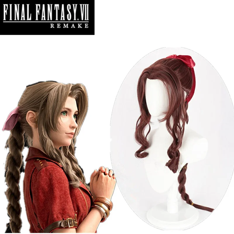 Коричневый длинный парик для косплея Ретро Фэнтези VII Aerith gainsborо термостойкий