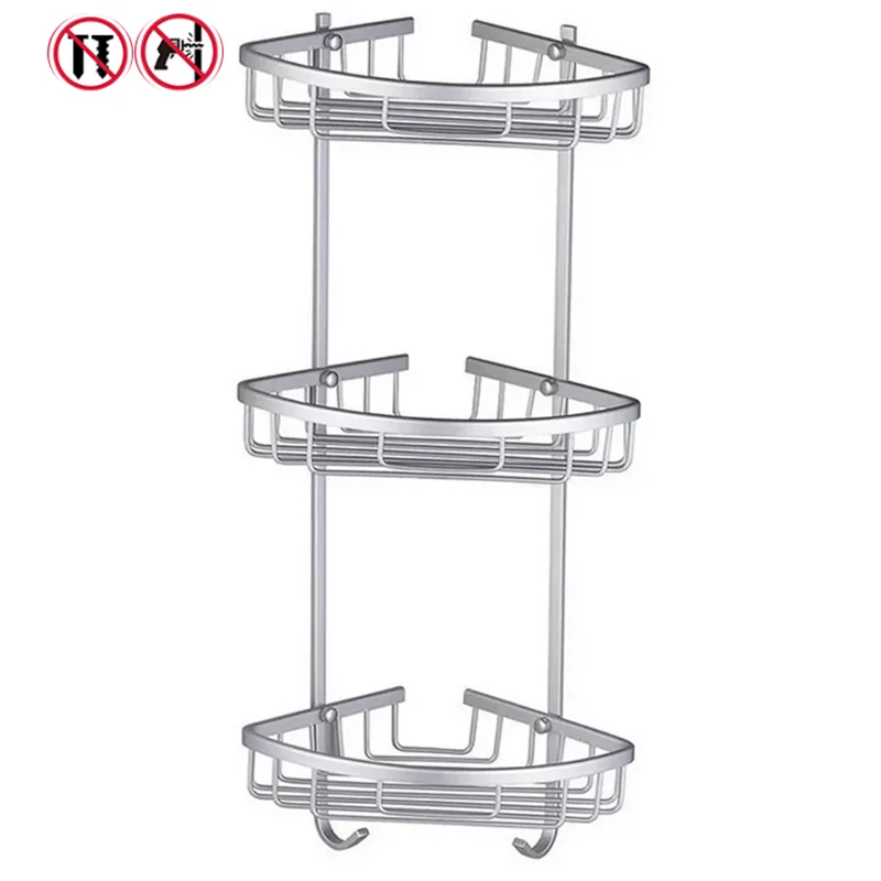 

Bathroom shelf free punching bathroom vanity triangle storage shelf kitchen wall hanging bathroom suction wall