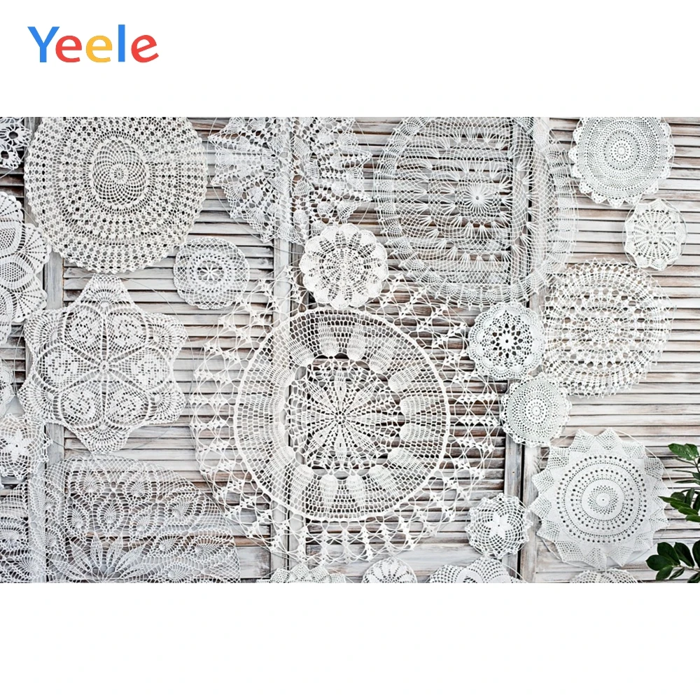Фоны для портретной фотосъемки Yeele серые деревянные доски кружевные цветы