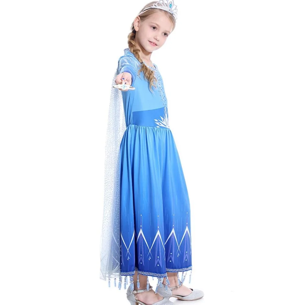 Платье принцессы Эльзы для маленьких девочек летняя одежда для девочек вечерние платья для снежной погоды детское платье для девочек Новогодняя одежда для малышей