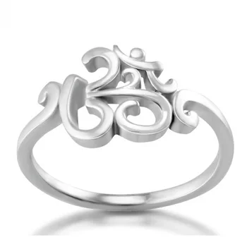 

100% 925 Sterling Silver women men high quality fine silver om ohn india symbol yoga jewelry ring