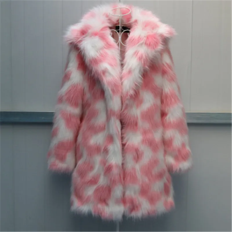 Фото Новинка Осень-зима 2022 Дамская шуба пальто из искусственного лисьего меха