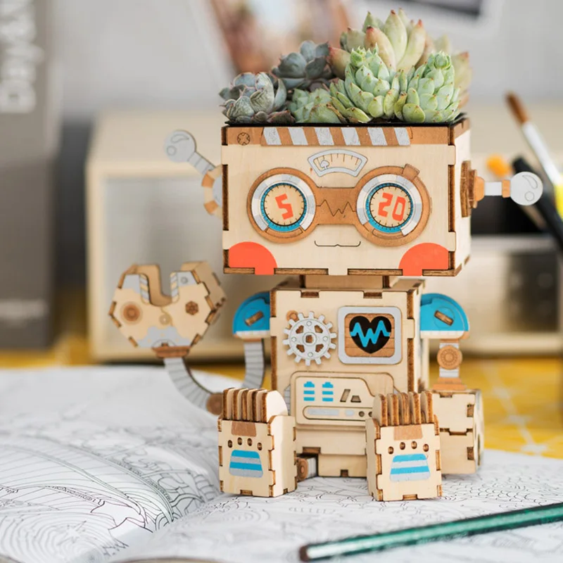 Деревянная DIY Модель сборная игрушка 3D головоломка суккулент цветочный горшок экологичный Сделай Сам Набор для рукоделия Лидер продаж