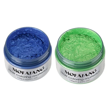 

MOFAJANG 2 Pcs Style Styling Products Hair Color Wax Dye One-Time Molding Paste Hair Dye Wax Make Up, Blue & Green