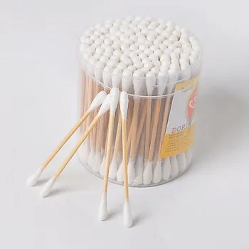 

Cotton Swab Q Tip Sterile Ear Cleaning Makeup Remover Eyelash Nose Wooden Handle Double Head Disposable Cosmetic Applicator Tool