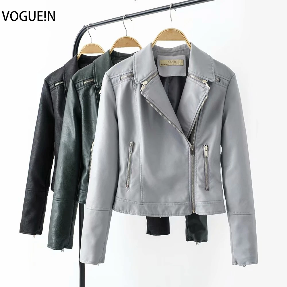VOGUEIN Новая женская серый/зеленый/черный Искусственная кожа мотоциклетная куртка из ПУ пальто Верхняя одежда для детей