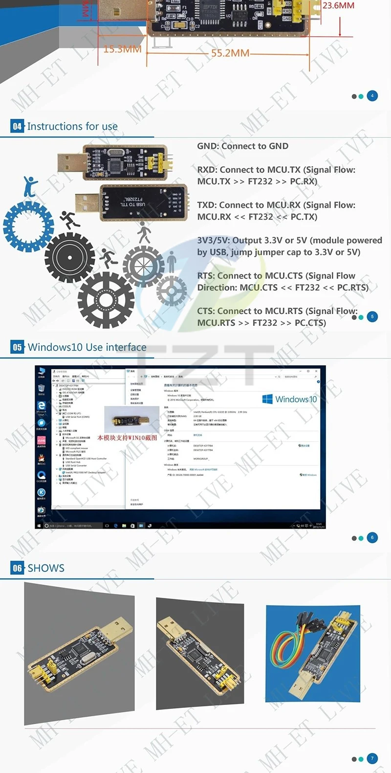 1/3PCS FT232BL FT232RL Grundlegende Breakout Board FTDI FT232 USB ZU TTL 5V 3,3 V Debugger Download kabel Zu Serielle Adapter Modul – Detail 3
