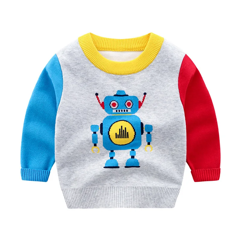 

Kids' Sweater 2019 Autumn And Winter New Style Korean-style Robot BOY'S Crew Neck Pullover Sweater Cross Border Foreign Trade Ch