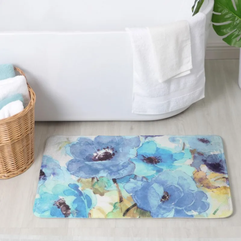 blue Европейский ins фланелевый Коврик для двери, коврик для кухни и ванной, Европейский Впитывающий Коврик с черепахой - Цвет: blue