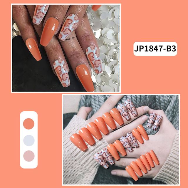 Coffin French Nail Crystal AB Shine Decorative False Nails Long Ballerina Rhinestones Press On Artificial False Nail Tip