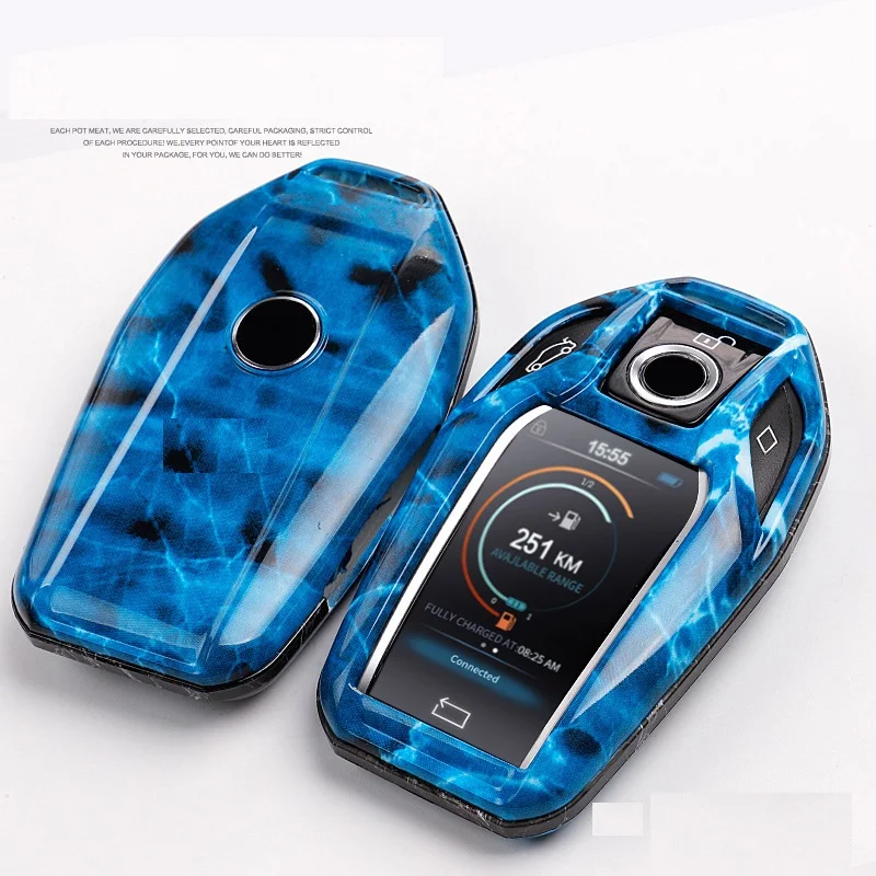 Car ABS Key Case Cover Car LED Display Key Cover Case for BMW 5 7 series G11 G12 G30 G31 G32 i8 I12 I15 G01 X3 G02 X4 G05 X5 G07 - Название цвета: Blue cover