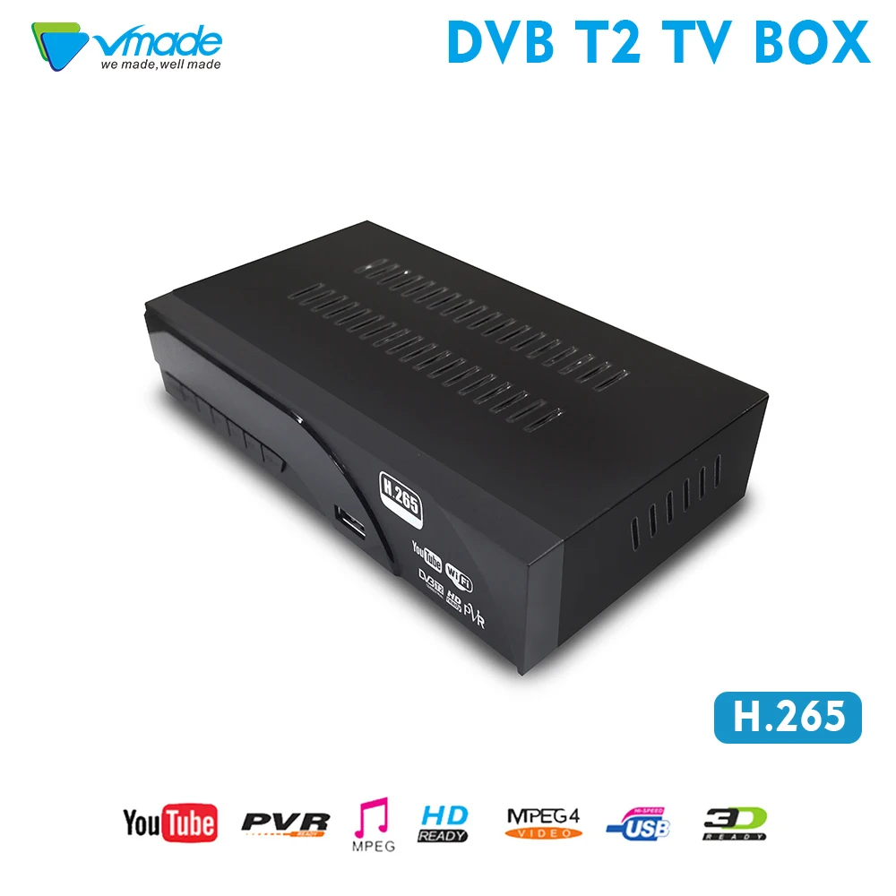 Vmade DVB T2 поддержка ТВ коробок для Dobly AC3 youtube H.265 наземный приемник с USB wifi Dongle 8943 HD
