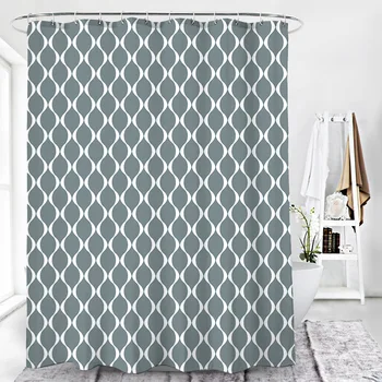 

Waterproof Polyester Coating Shower Curtain Wave Lattice Multi Color Bathroom Decoration Bath Curtains Modern Rideau De Douche