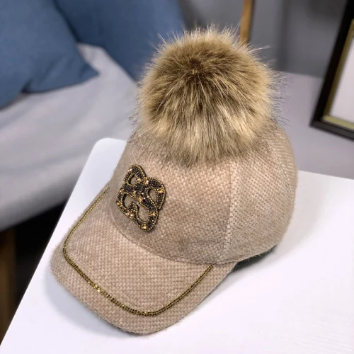 H fur Шапка из кроличьей шерсти с буквенным принтом SS, корейская мода, женская бейсбольная кепка, осенняя и зимняя теплая меховая шапка, одноцветная - Цвет: H fur